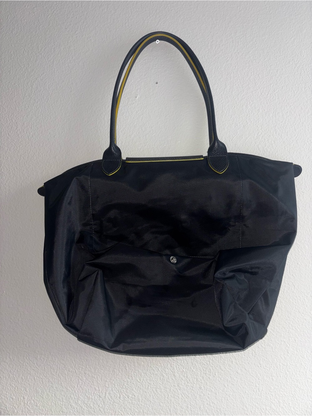 Longchamp Black Nylon Tote with Gold Accents - Picture 5 of 7